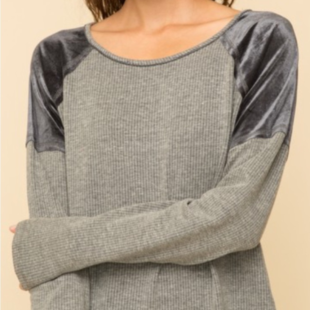 Hem & Thread Charcoal and Heather Gray Long Sleeve Top
